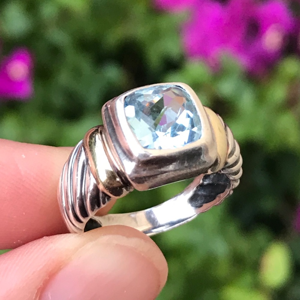 David Yurman Noblesse Ring w/ Blue Topaz 14K Gold